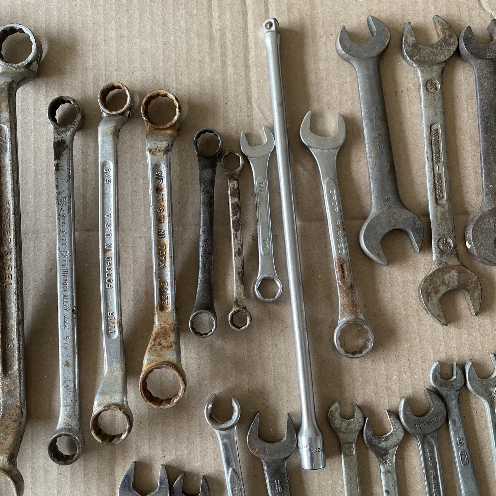 Lot of 120 + Mixed Vintage Combination & Open Box End Wrenches Sockets Tools
