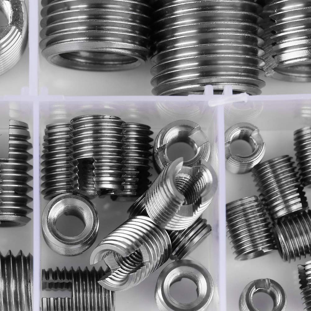 50Pcs Stainless Steel Thread Inserts Set Self Tapping Reinforce Repair Tool