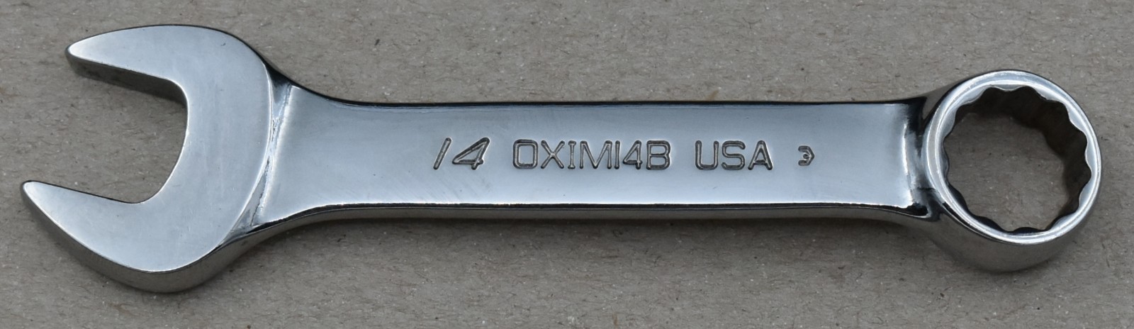 SNAP-ON TOOLS OXIM14B, 14MM METRIC, 12-POINT, OPEN/BOX END STUBBY COMBO WRENCH
