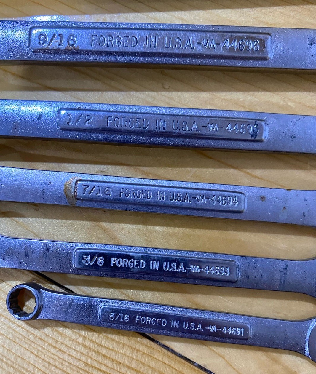 Vintage Craftsman 10pc SAE Combination Wrench Set -VA- Made in USA~ 5/16-7/8