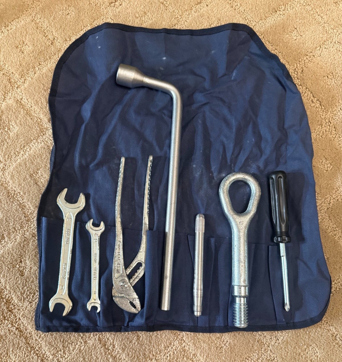 Mercedes Tool Kit in Blue roll; tools in nice shape; from 2000 E430
