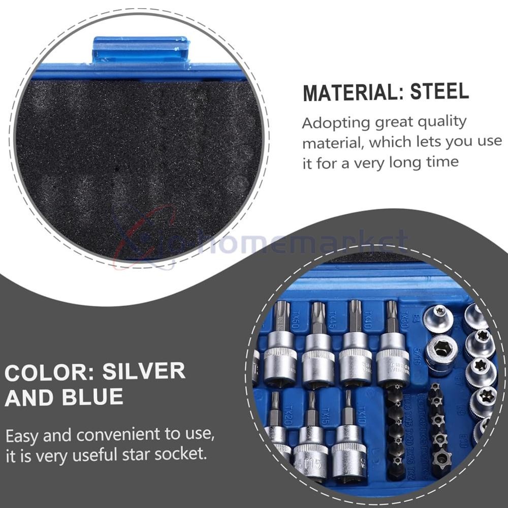 34Pcs Drive Male Female Torx Star Bit Socket E-socket Set Handheld Tool Case US