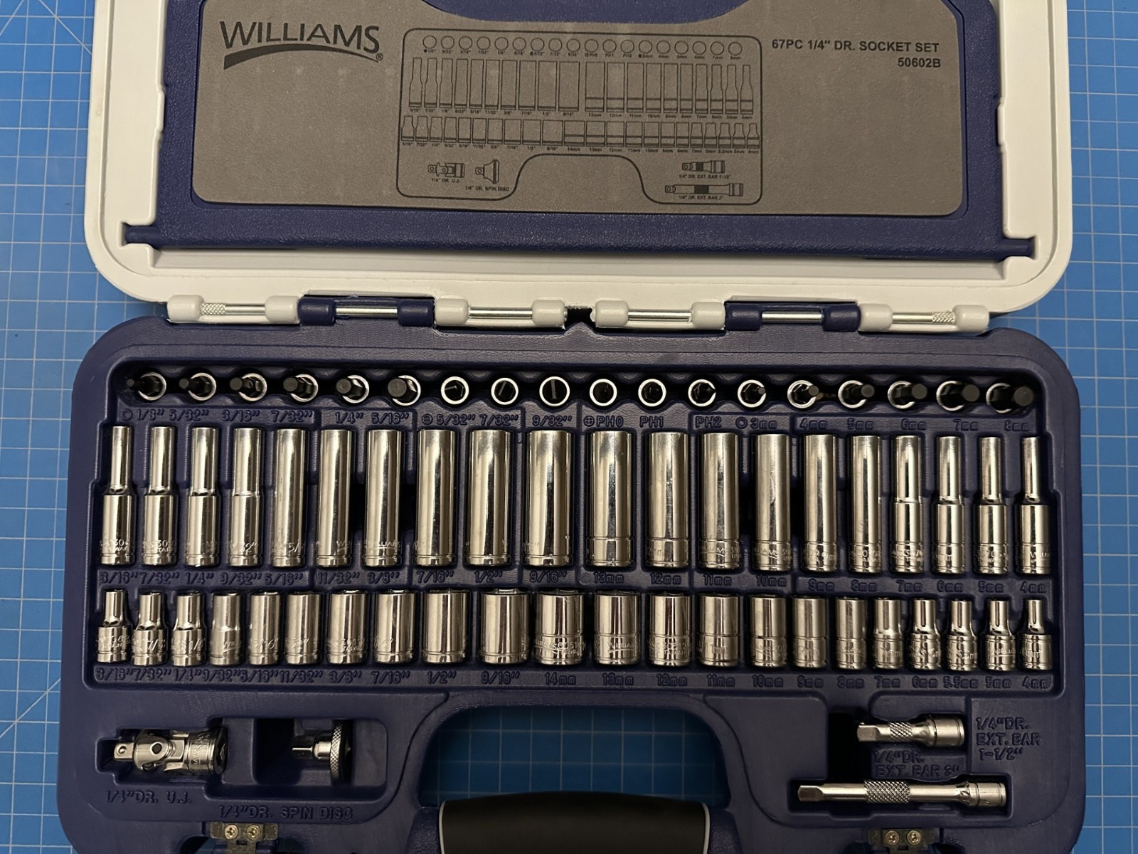 Williams 50602B 67 pc 1/4″ Drive 6-Point SAE & Metric Socket and Drive Tool Set