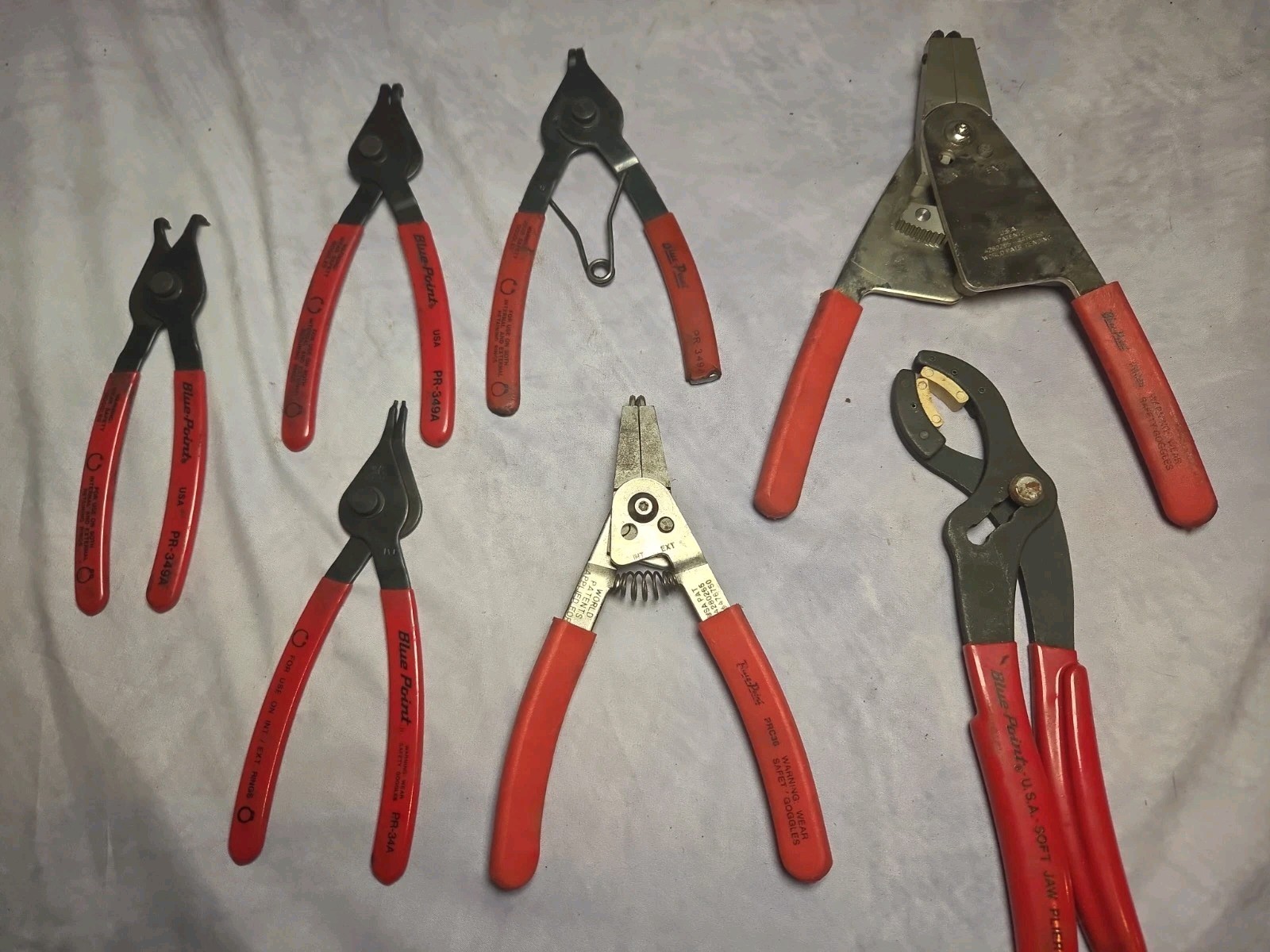 Blue Point pliers lot Of 7 PR-34A PR-349A (X3) PRC 36 PRC65 PWC50