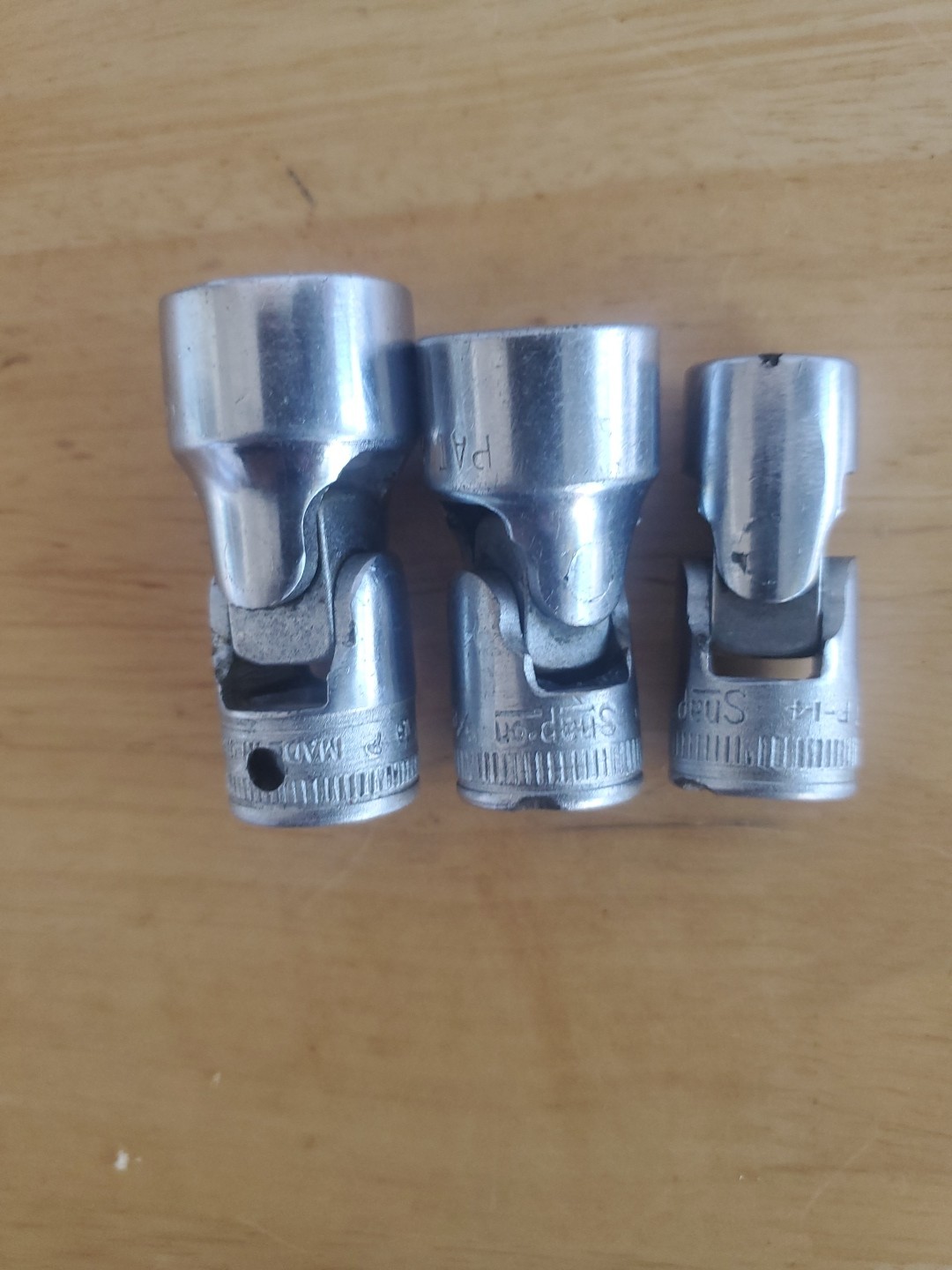 3 Snap On 3/8″DR Swivel Socket Adapters 12pt 11/16″FU22 5/8″F20 7/16″F14 USA