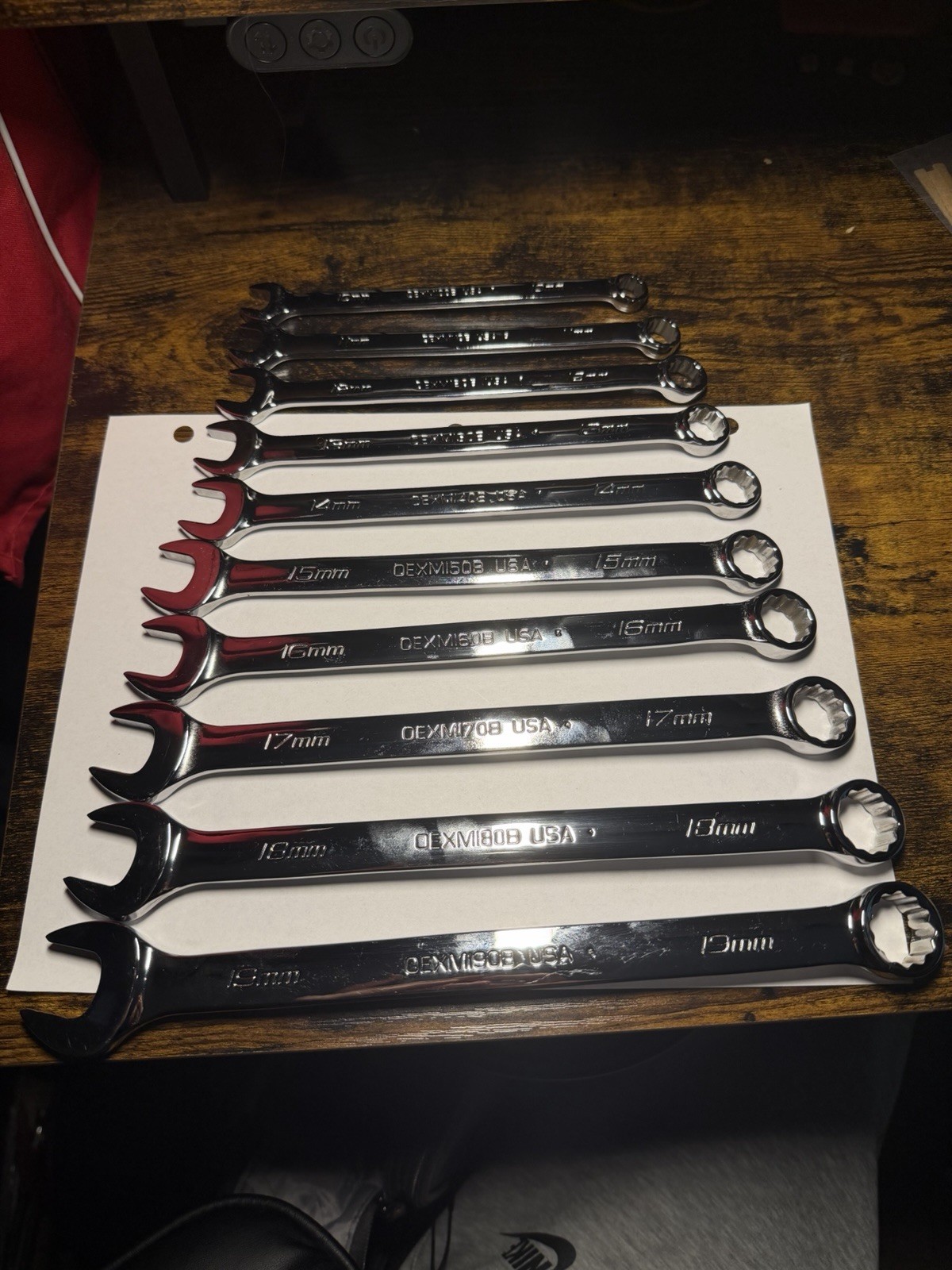 Snap On Tools NEW OEXM710B 10 Piece 10-19mm 12-pt Flank Drive Combo Wrench Set