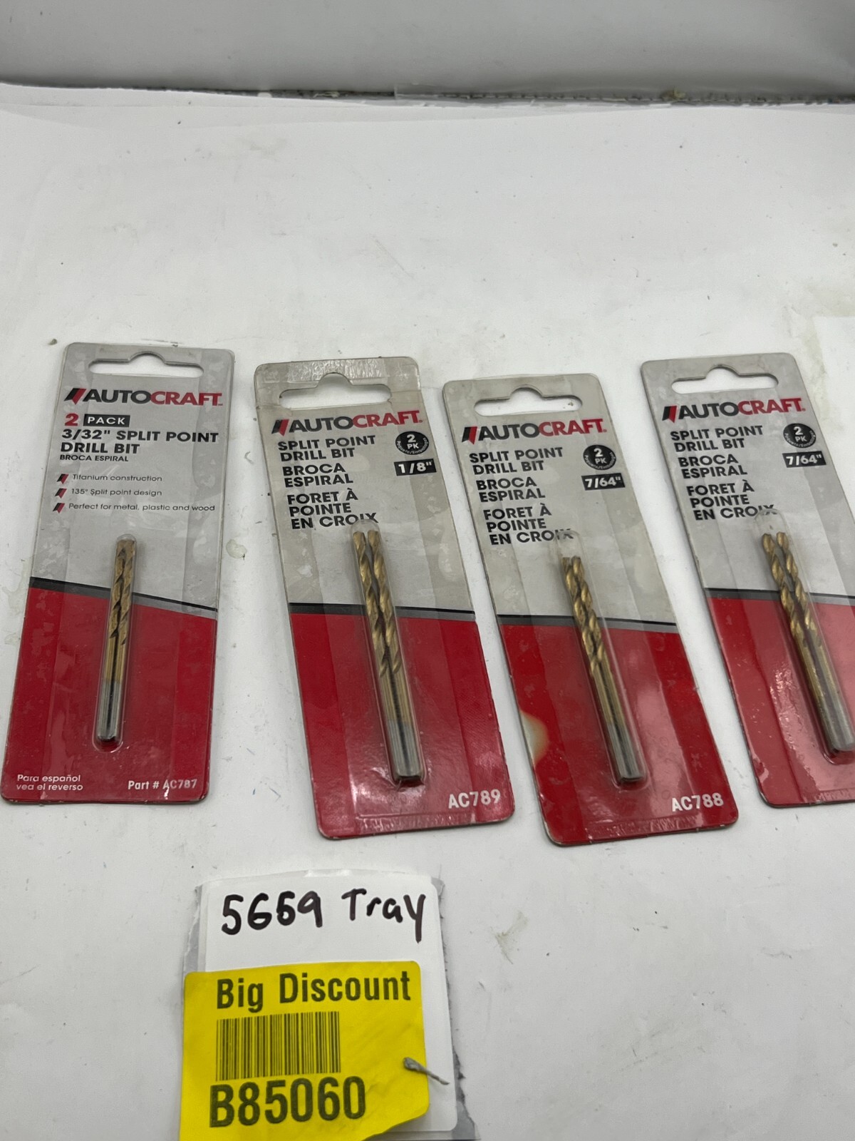 4 PACKS OF 2 AUTOCRAFT GENUINE AC788 Split Point Drill Bit 7/64″