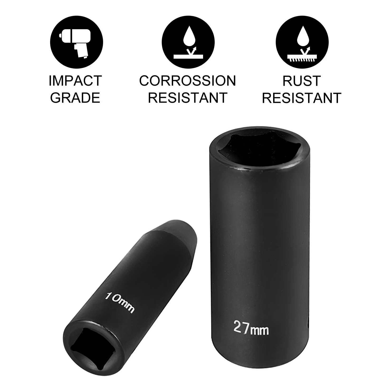 Impact Socket Set 1/2″ 26PCS Impact Sockets, Deep Socket Assortment, 1/2 » Driv