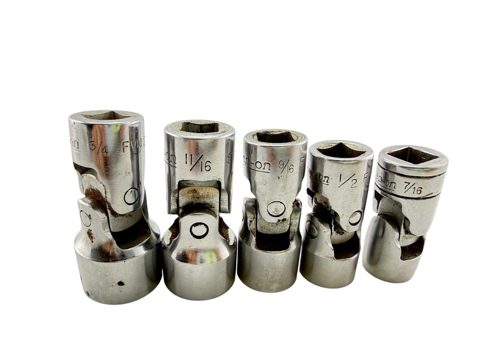 Snap-on Swivel Socket Lot 3/8” Drive ~ 3/4″ 11/16″ 9/16″ 1/2″ 7/16″ 12 Point