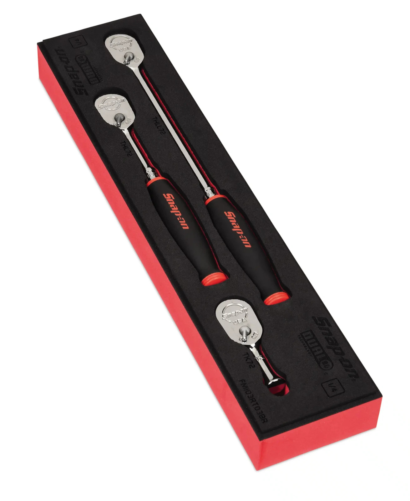 Snap-on 103RT03FR – 3 pc 1/4″ dr Dual 80 technology soft grip ratchet set SEALED