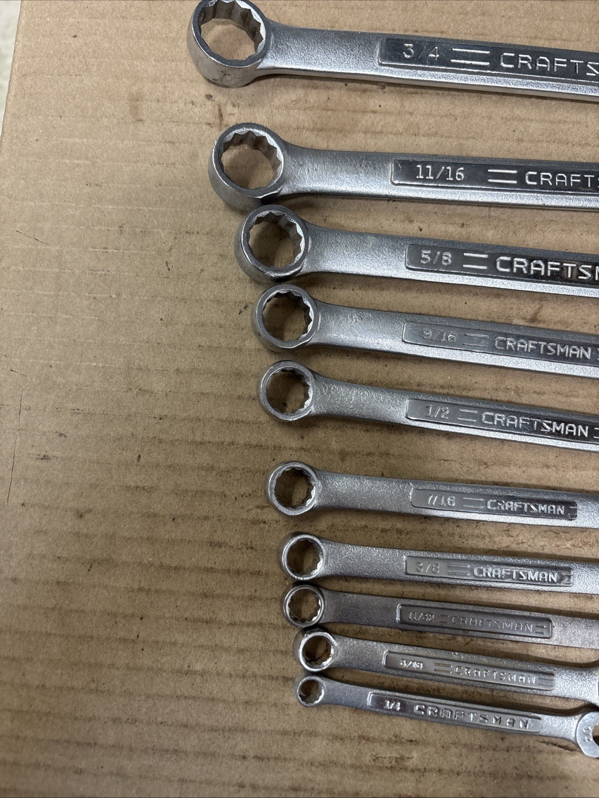 Vintage Craftsman Lot Of 10 Combination Wrench SAE 1/4” -3/4” 12 Pt USA -vv-