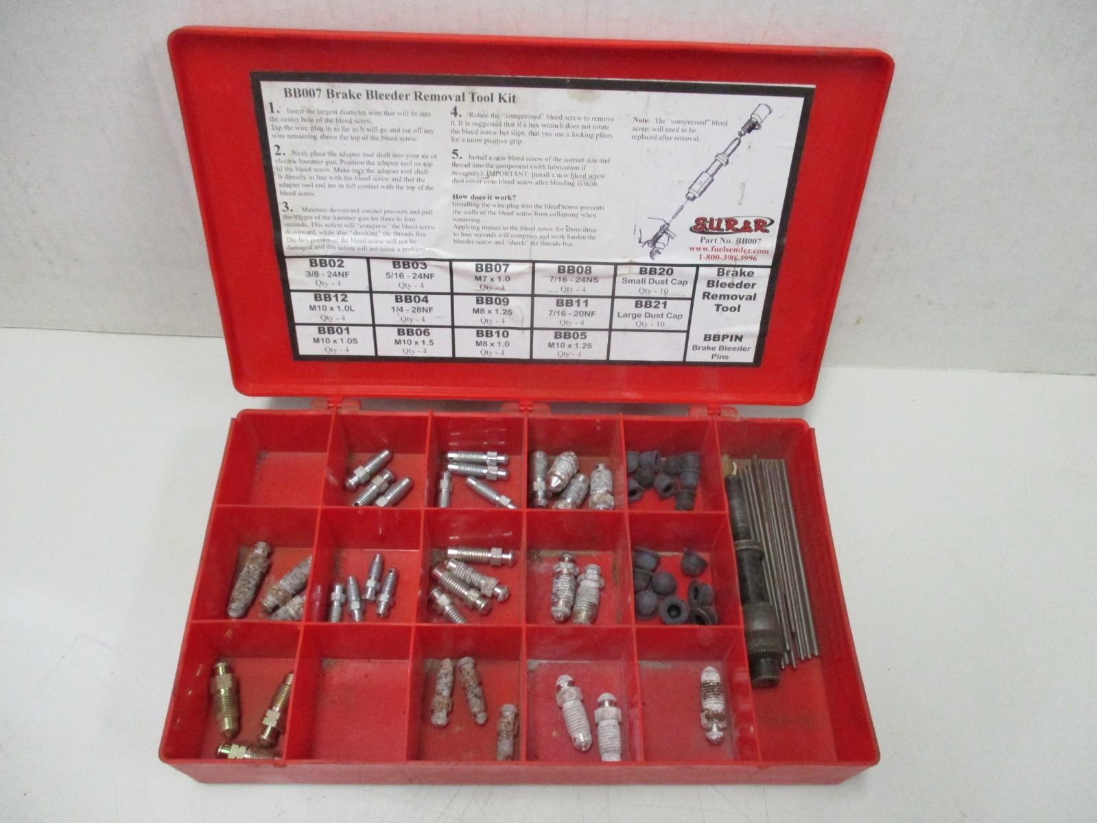 S.U.R&R BB007 Brake Bleeder Removal Tool Kit (Not Complete)