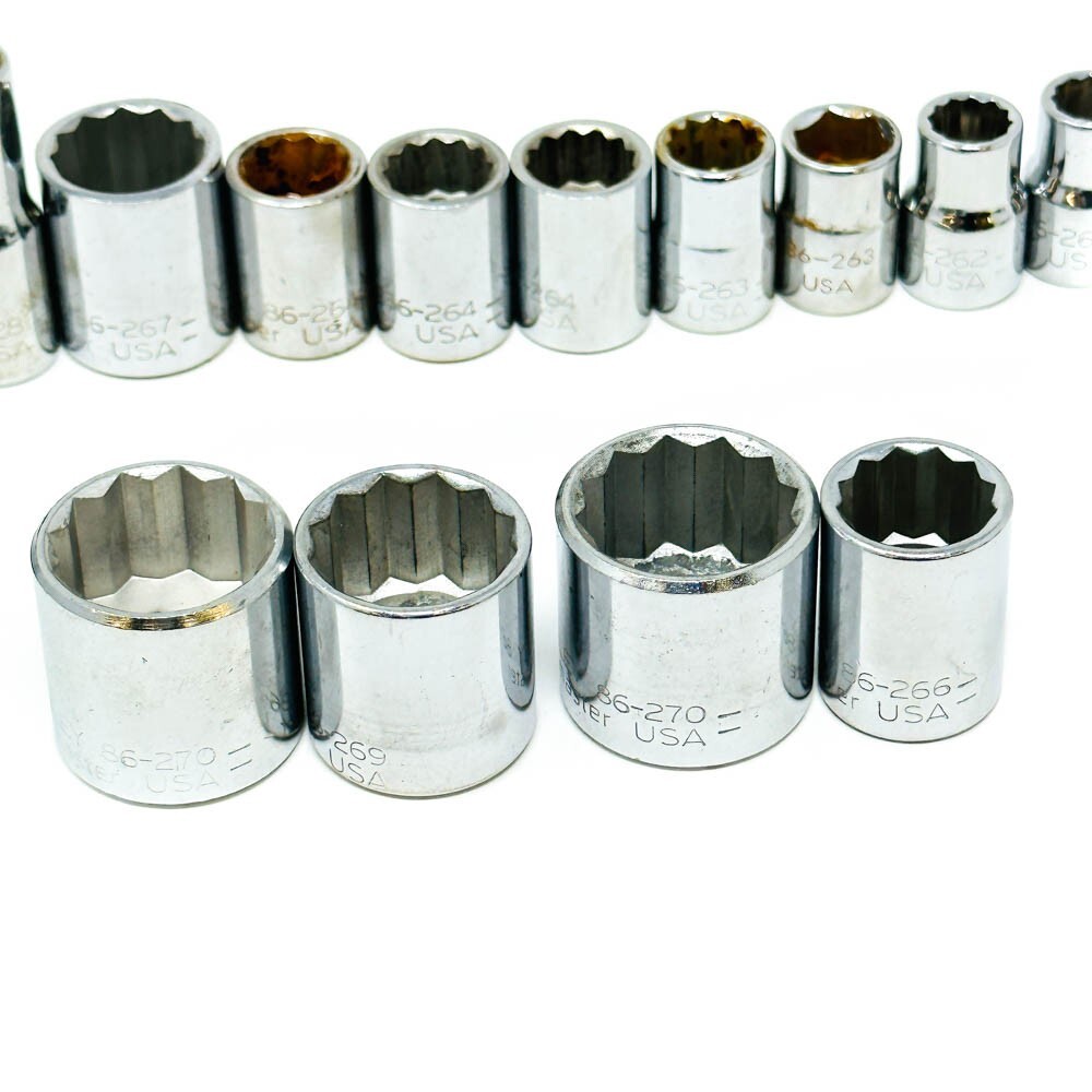 Stanley Workmaster 86-287 6, 12 Pt 3/8 in Drive Socket Set, Made in USA, 18 Pcs