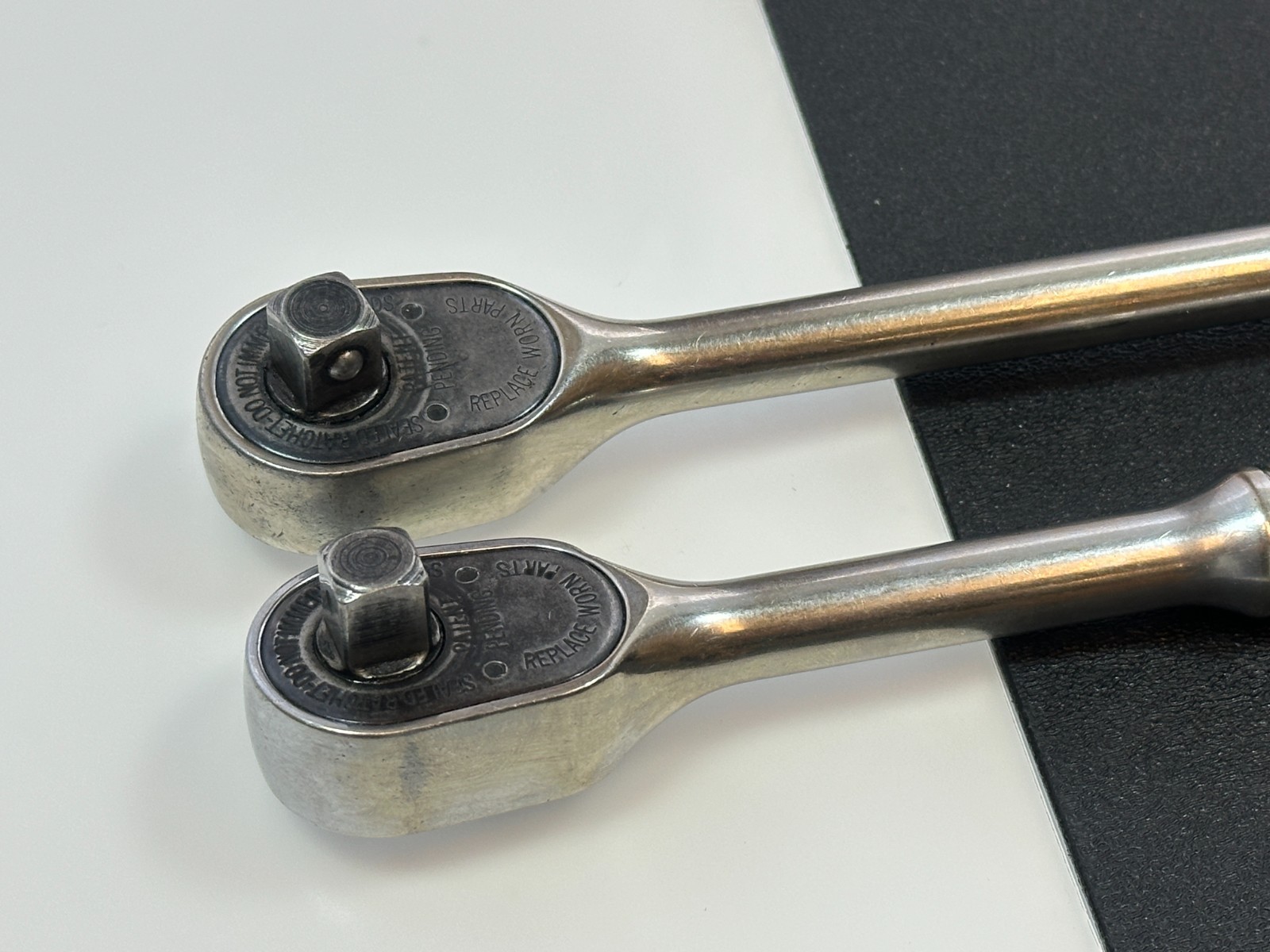 🇺🇸 Snap-On Tools USA 2pc Chrome 3/8″ Drive Ratchet Set Pair, FL830 Long & F830