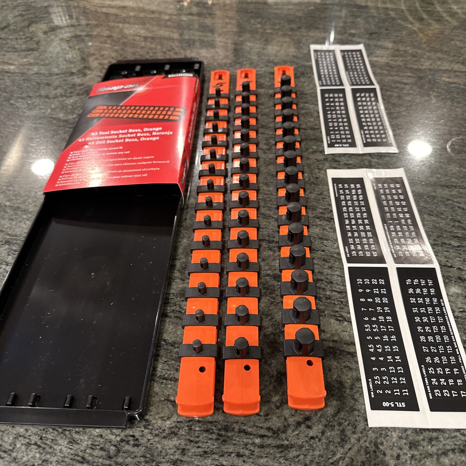 Snap On ka123814or 45 tool socket boss for 1/4,3/8,1/2 twist lock tray orange