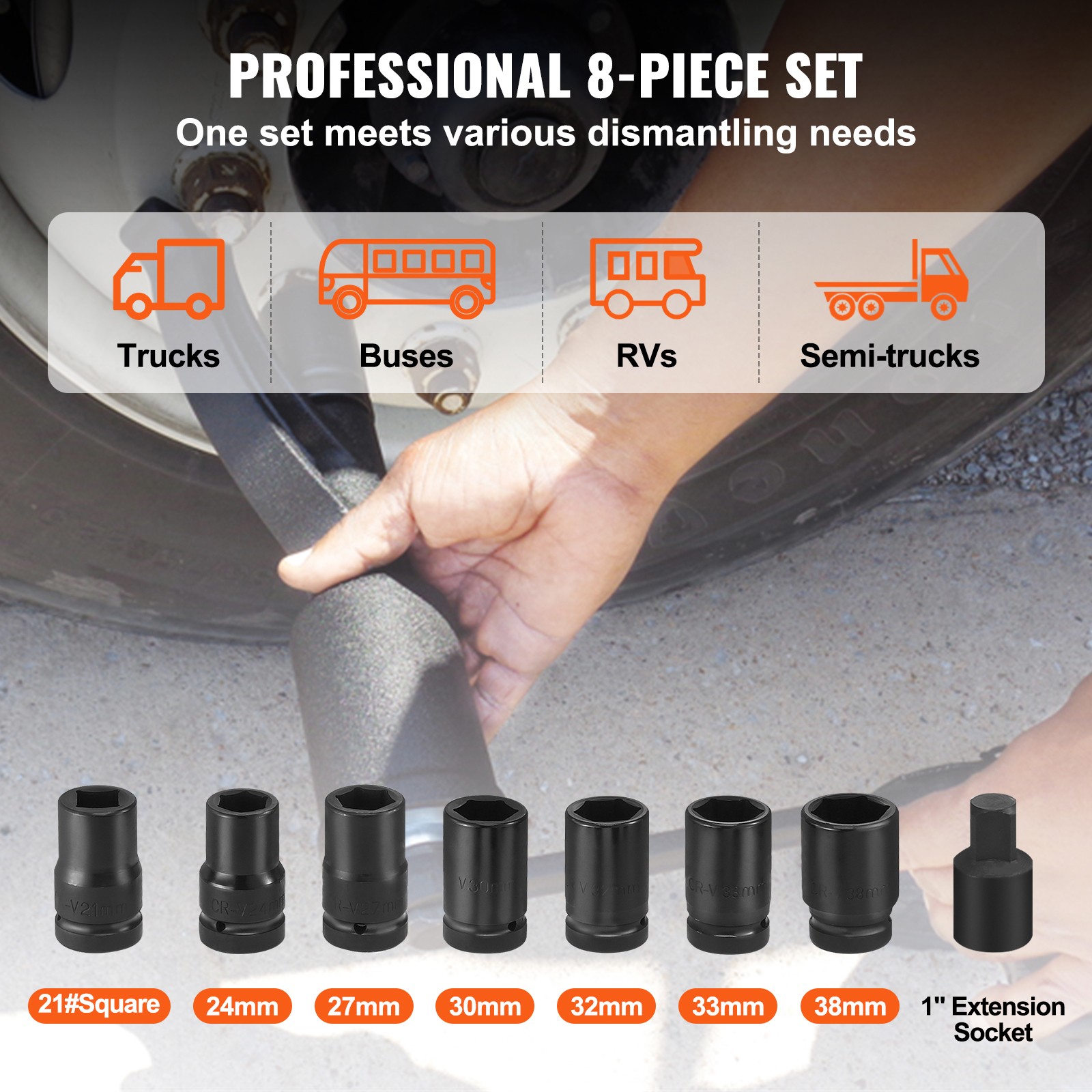 Uimoso Torque Multiplier Wrench Set 1″ Drive 1:58 with 8 Lug Nut Sockets