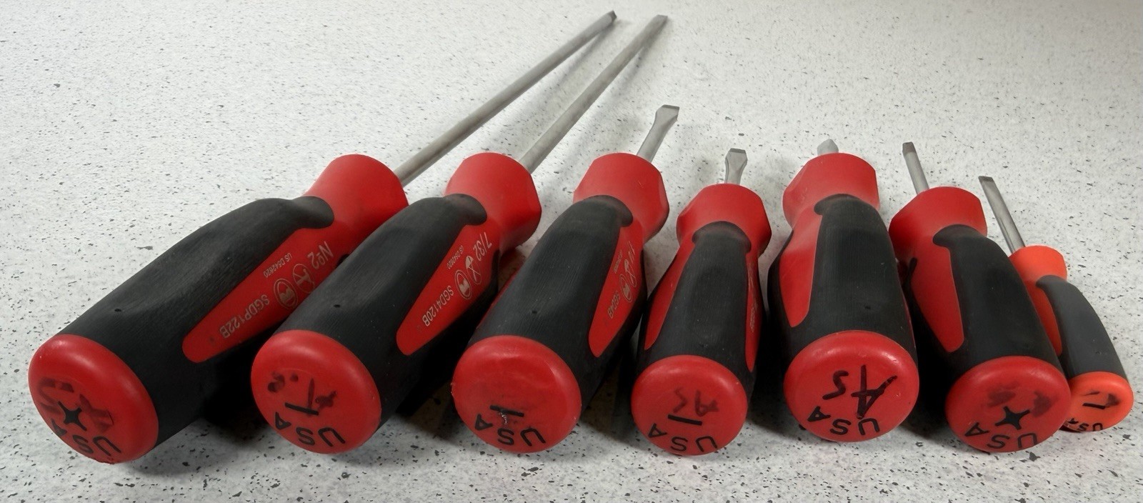 Snapon 7 Piece Screw Driver Set SDJ4120B,SGDP122B,SGD4B,SGD2B,SGT4B,SGDP311RB