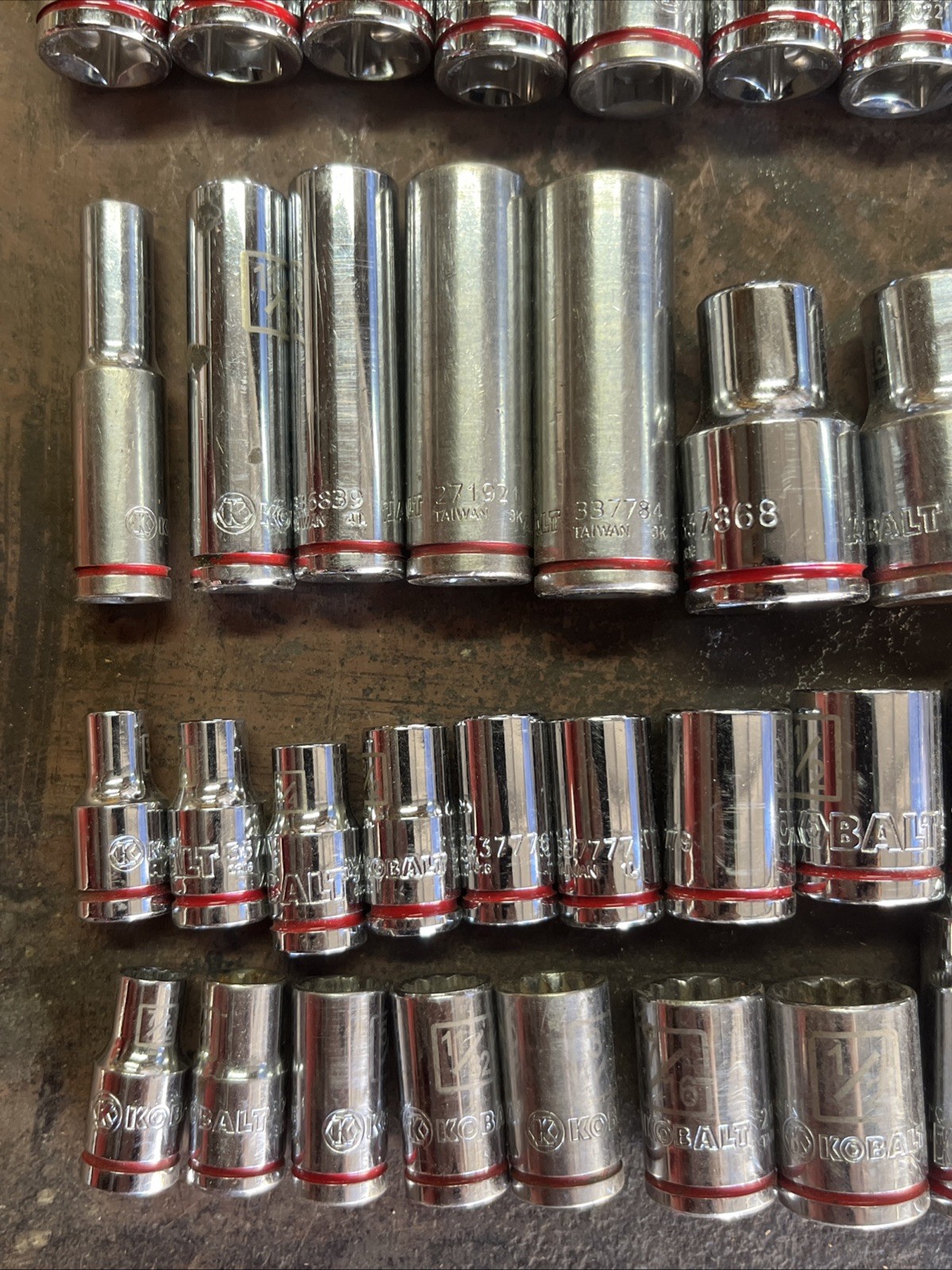 🔥 Kobalt 1/4 3/8 1/2 Drive 62 Piece 6 & 12 Point Short Deep Socket Set Lot Sae