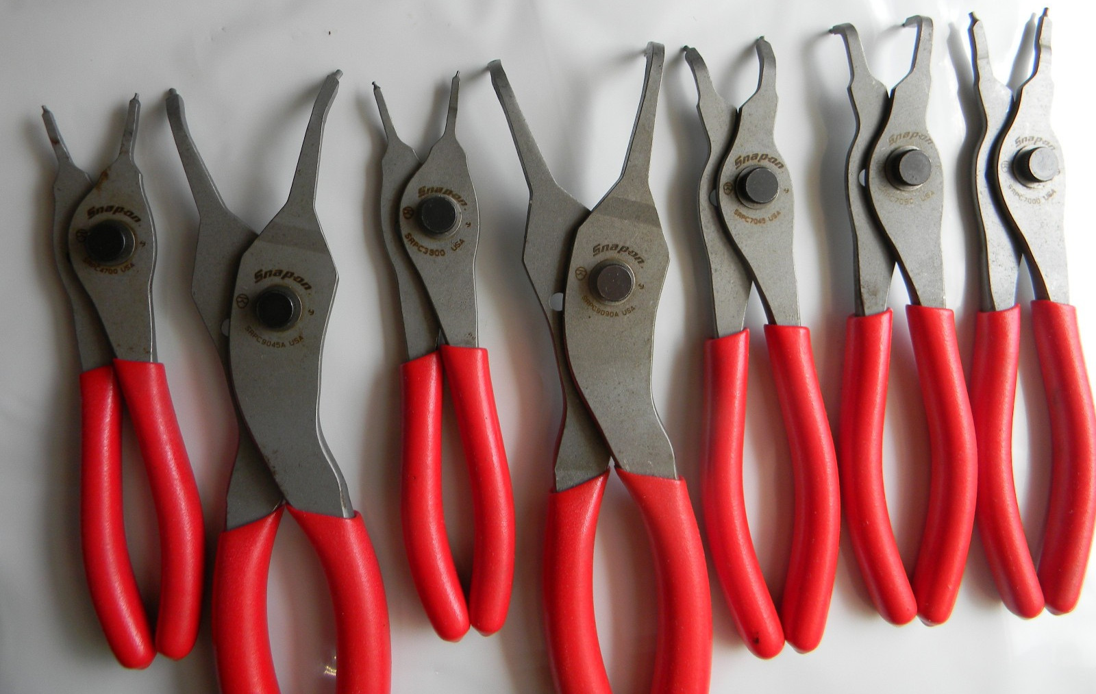 SNAP-ON 7PC RED VINYL GRIP SNAP RING PLIER SET #SRPC107 MADE IN THE USA