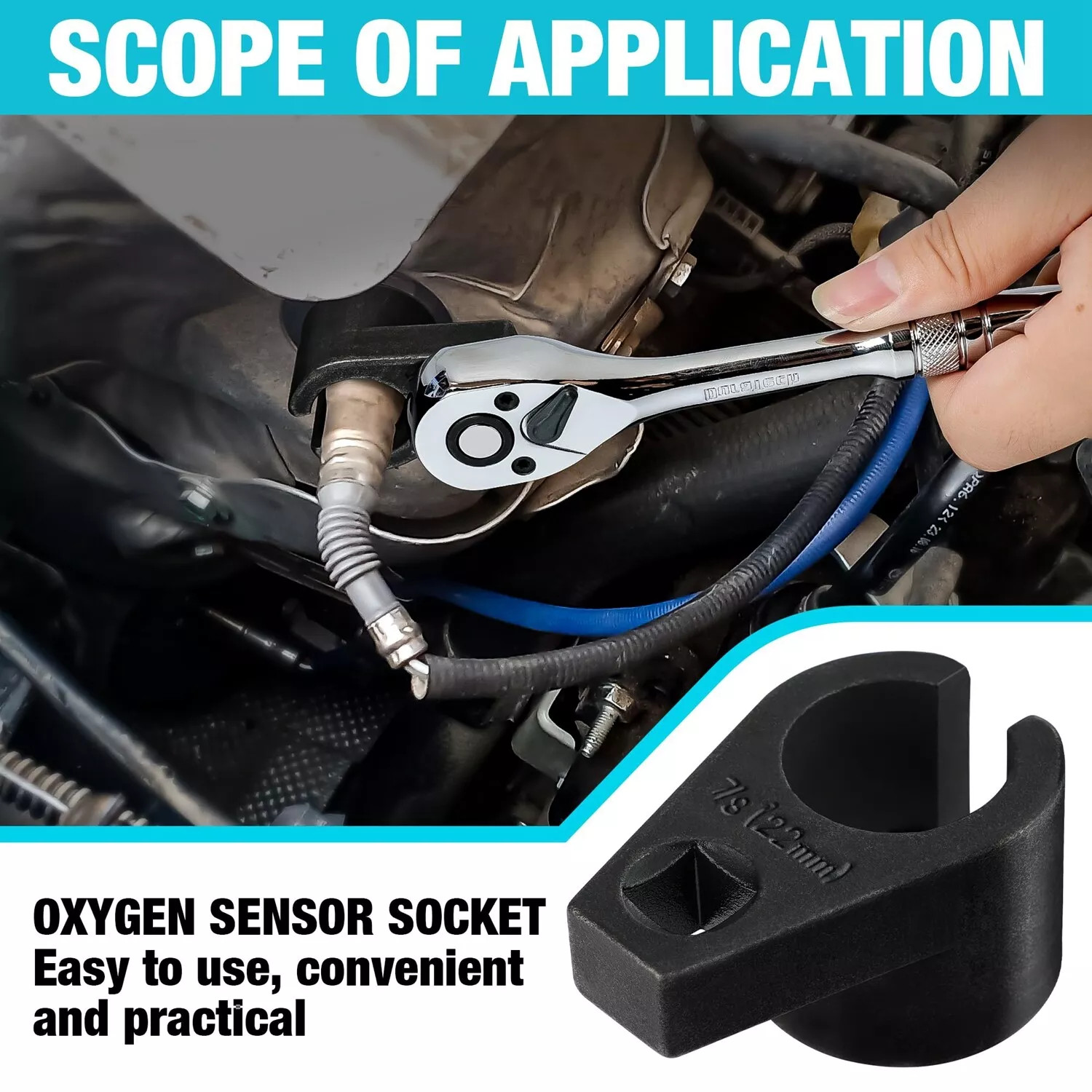 2*O2 Oxygen Sensor Socket Offset Wrench Remover Tool, 3/8-Inch Drive, 7/8-Inch