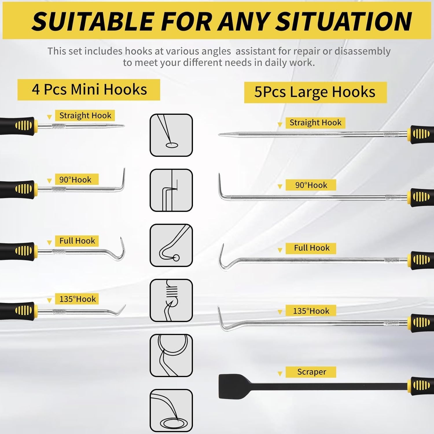 PCS Hook and Pick Tool Set with Scraper- Automotive Pick Set with Metal Pick …