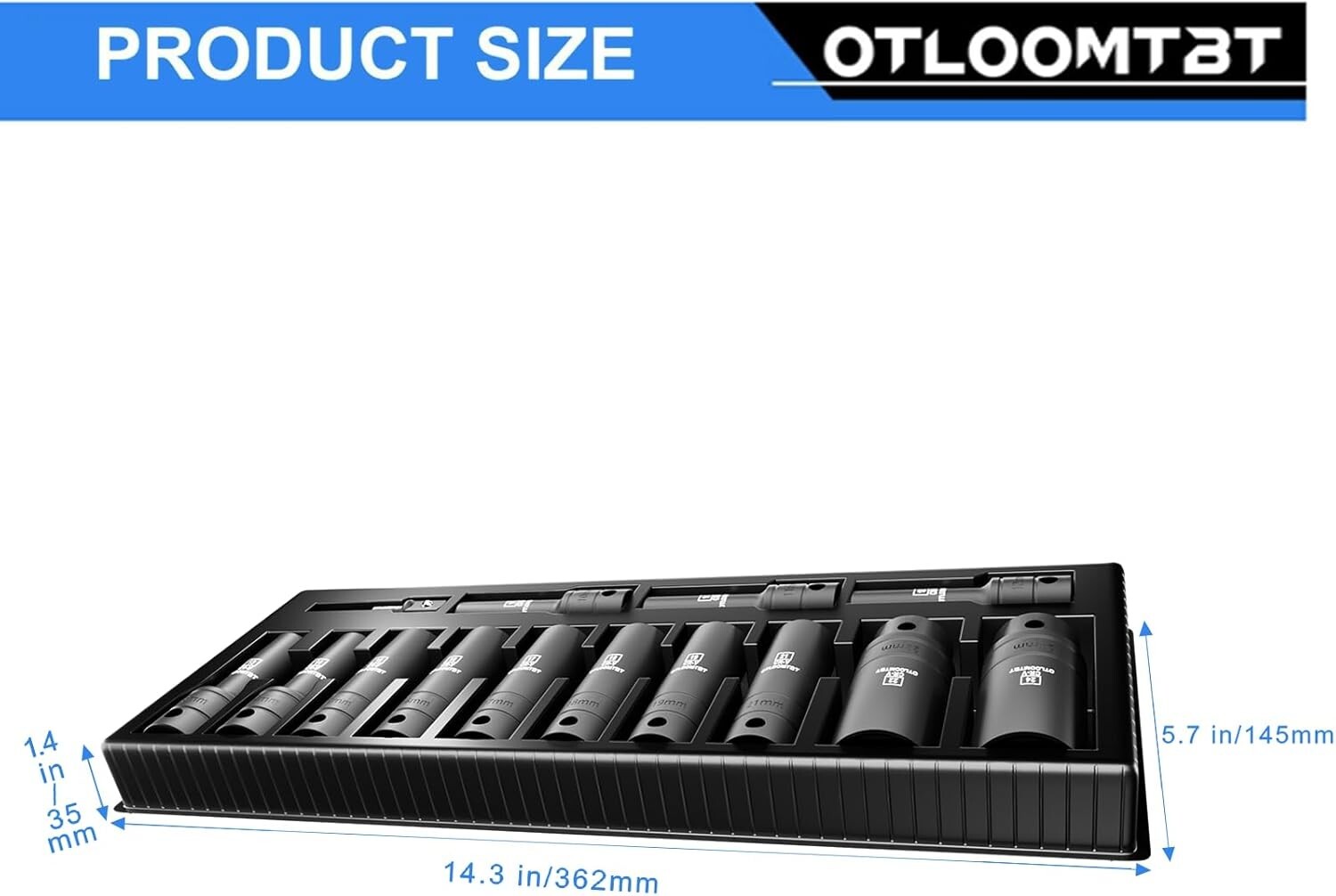 14-Piece 1/2-Inch Super-Rugged & Durable Impact Socket Set, Well-Made Industrial