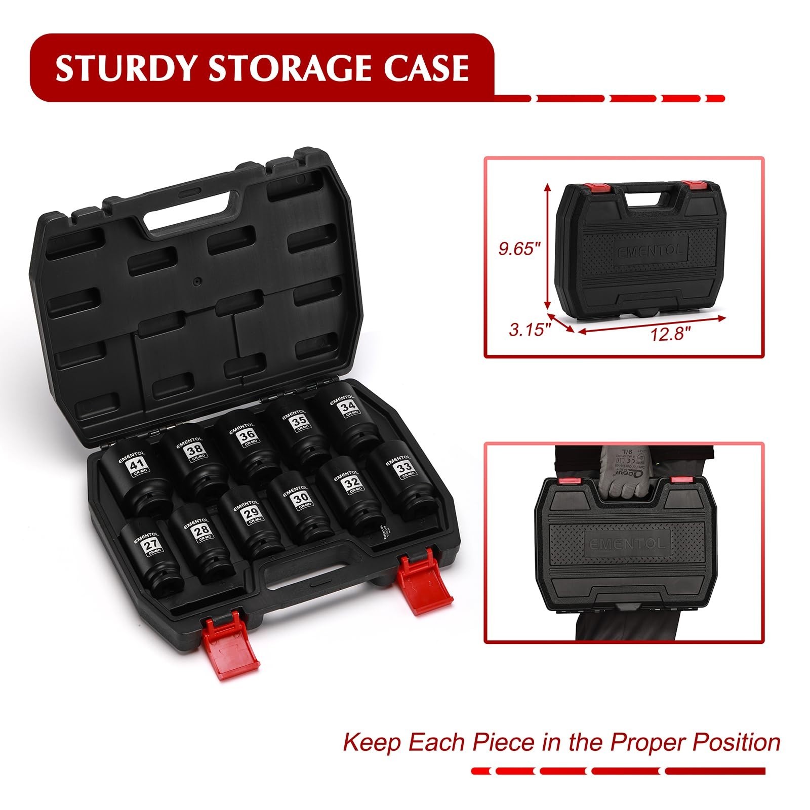 11PCS 1/2″ Drive Metric Spindle Axle Nut Impact Socket Set, CR-MO, 6 Point, 27mm