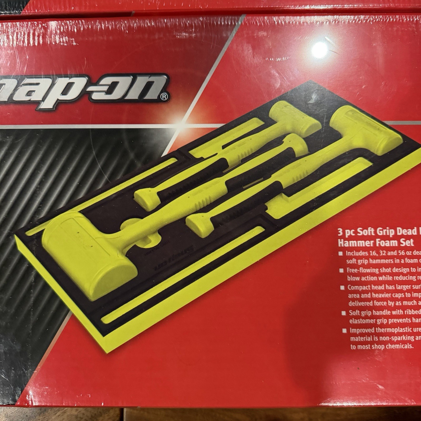 Snap-on Tools NEW 6pc HI VIZ YELLOW Dead Blow Hammer Set w/ PRO-FI Foam HBFE6FHV