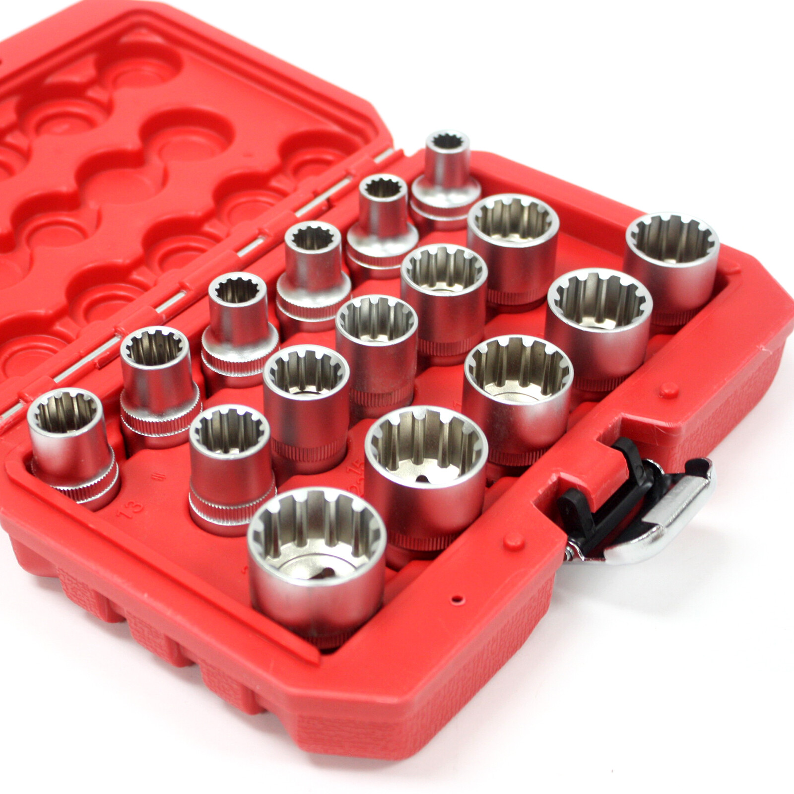 16pc 1/2″ Dr. Spline Gear Wall Rounded Socket Set 8 – 24mm Metric