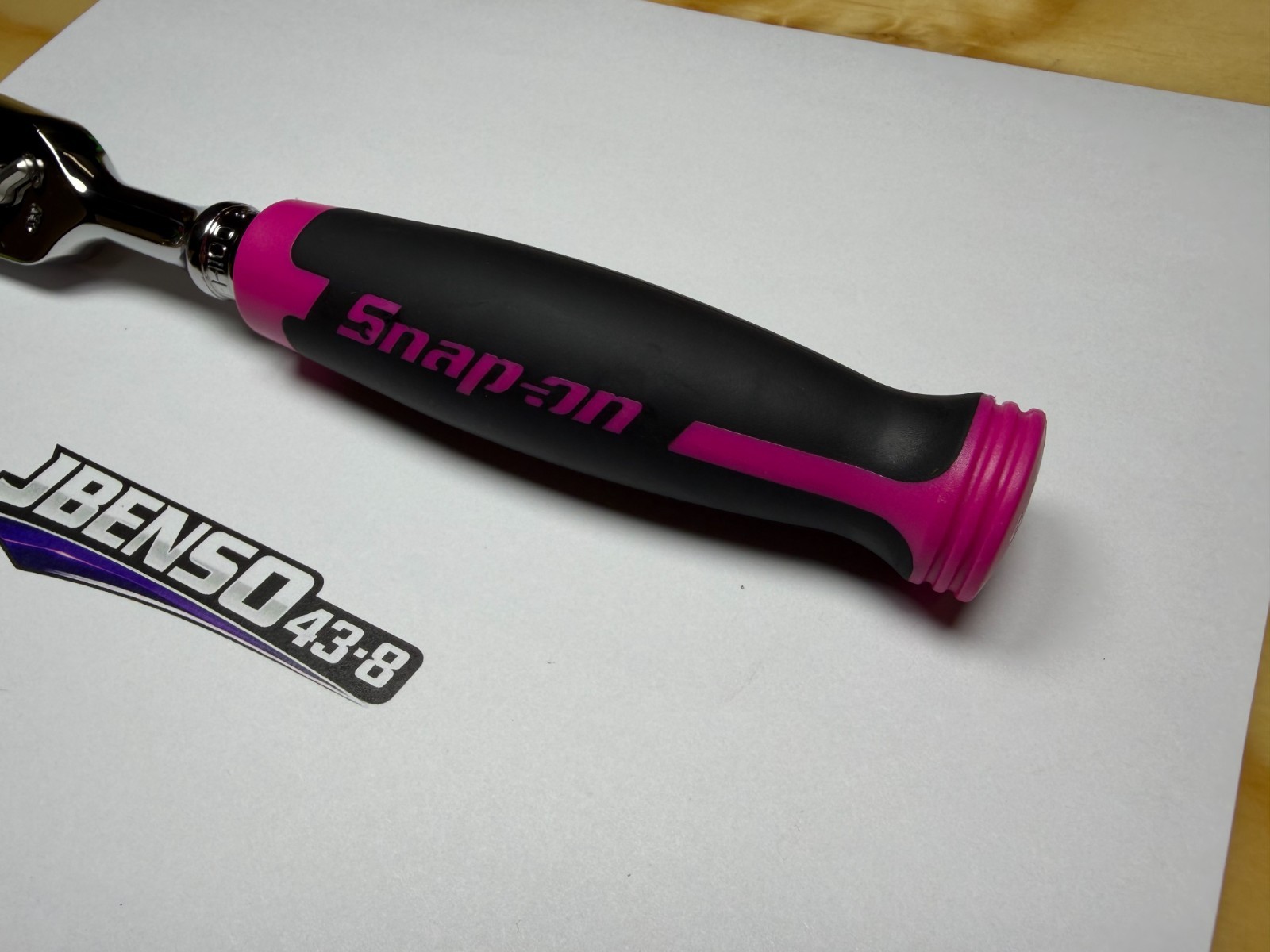 Snap-on Tools NEW ELECTRIC PINK 3/8″ Drive Soft Grip Fixed Head Ratchet FH100EP