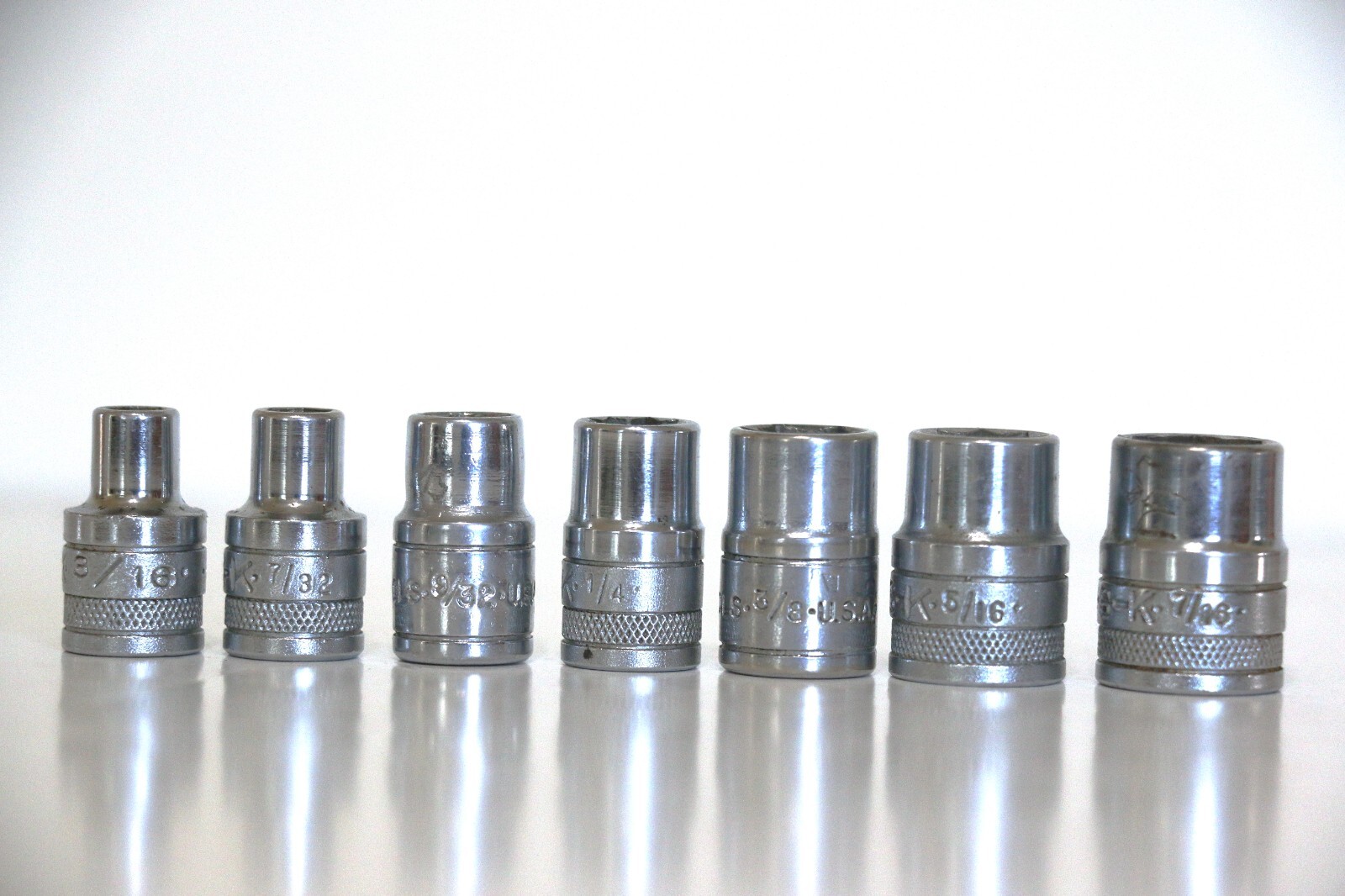 7 SK 1/4” DRIVE SOCKETS – 3/16”, 7/32”, 9/32” 1/4” 3/8” 5/16” & 7/16”