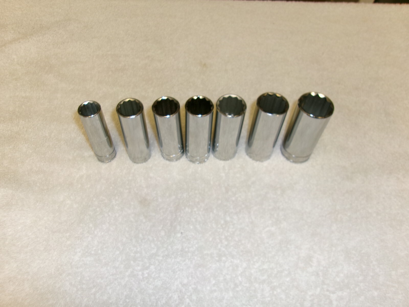 7 Husky Deep Sockets 1/2″ Drive 12 Point Metric 27mm, 24mm, 22mm, 21,19,18,15