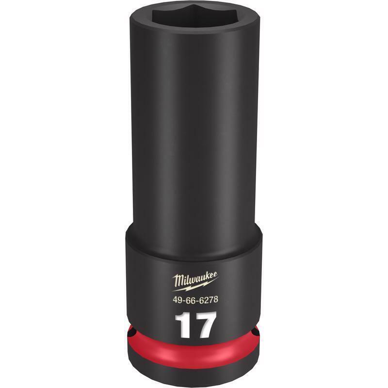Milwaukee Shockwave 17 mm X 1/2 in. drive Metric/SAE 6 Point Deep Impact Socket