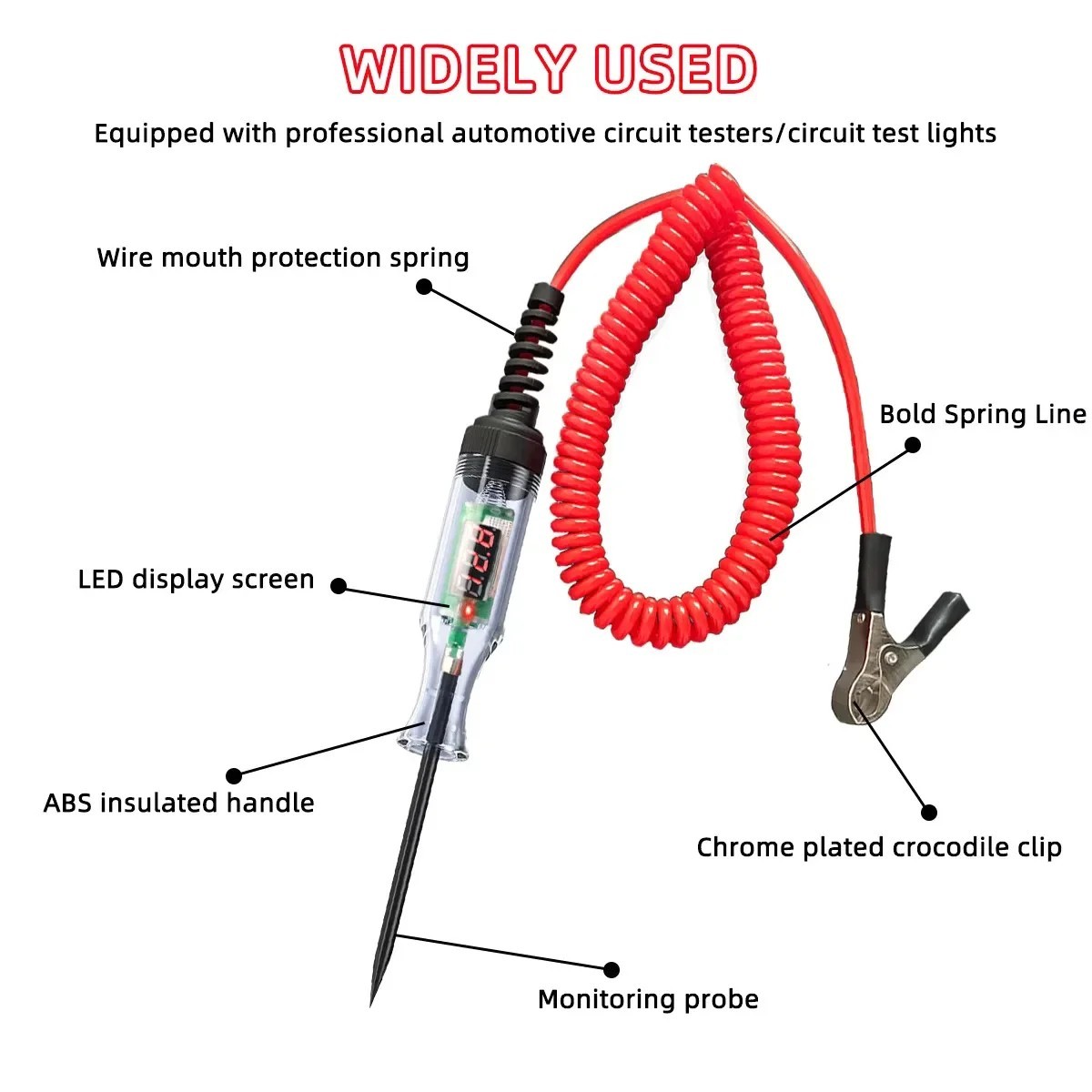 Automotive Circuit Test Light 6V 12V 24V Car Electrical Probe Tester.