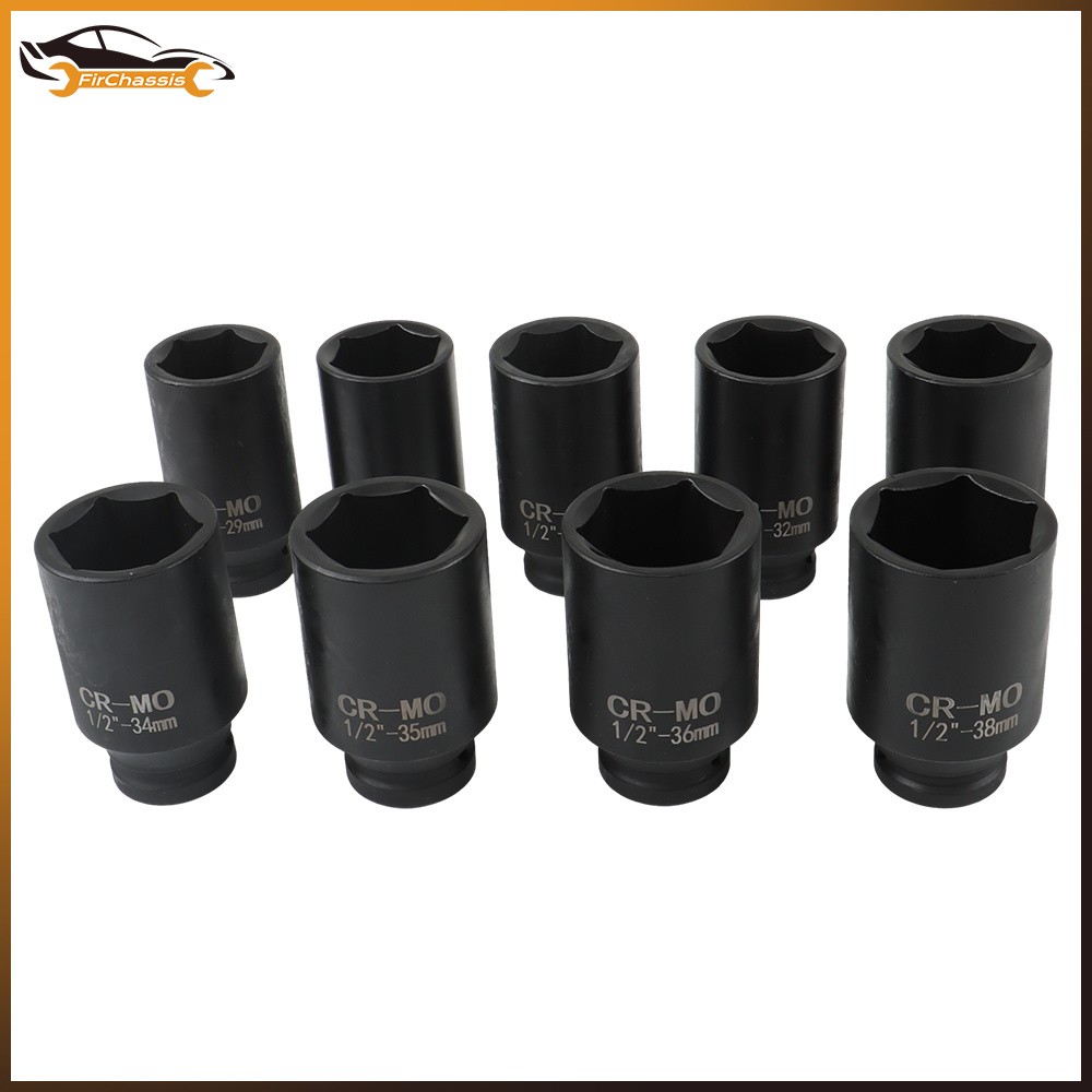 29mm-38mm 9Pcs Drive Metric Axle Hub Nut Socket Deep Impact Socket Set
