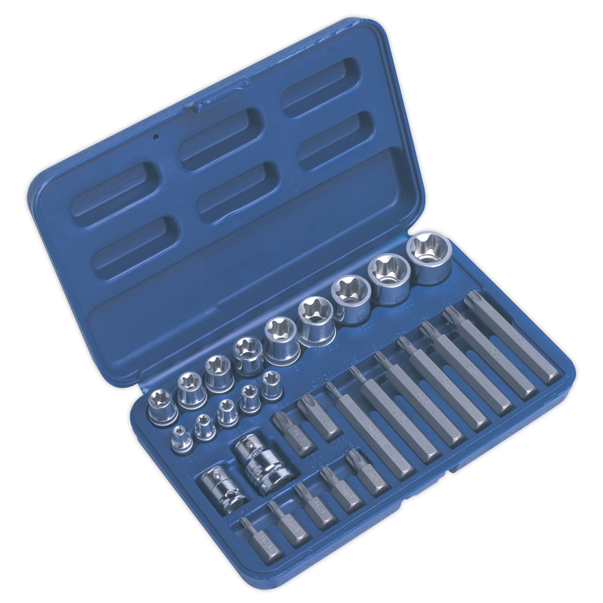 Sealey 30pc 1/4″, 3/8″ & 1/2″ Square Drive TRX-Star Socket & Bit Set AK619