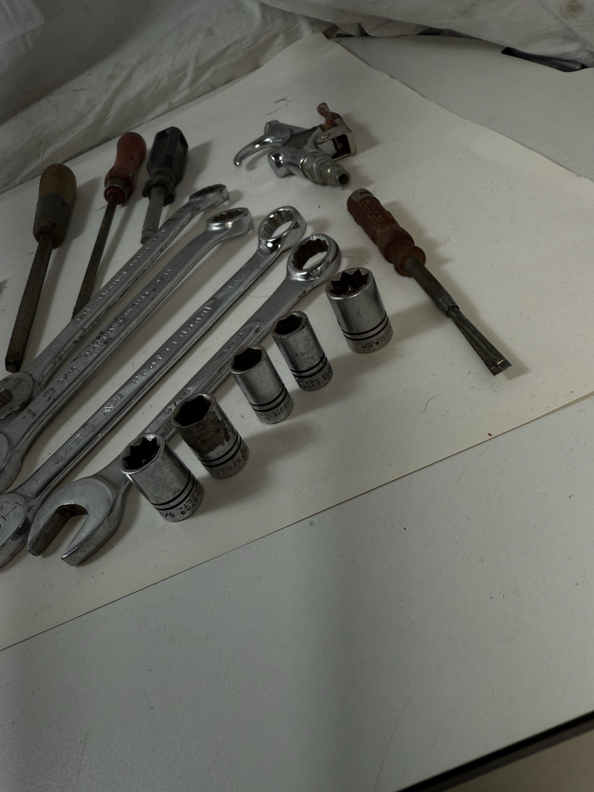 Lot Of 30 Mechanic Tools Sockets Wrenches Pliers Screwdrivers GP Ace Indestro