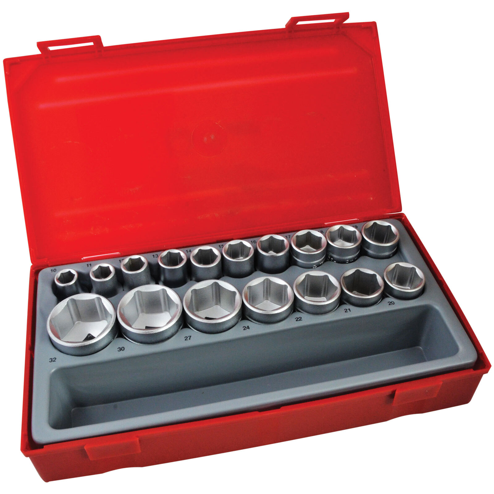 Teng TT1217-6 Metric 6-Pt Socket Set, 17 Piece – 1/2in Drive