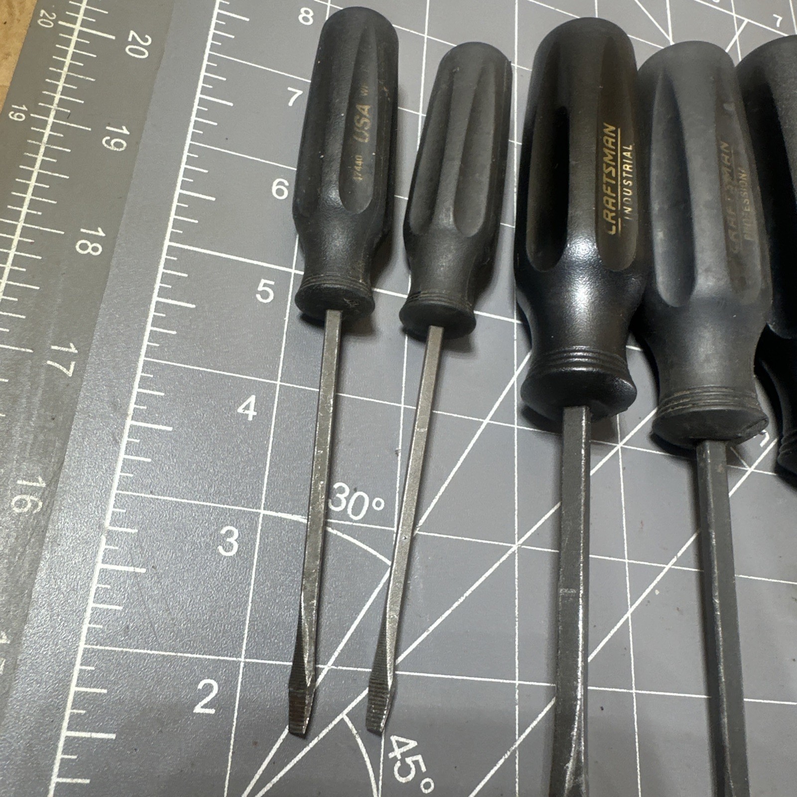 9pc. Craftsman Professional Slotted Flathead WF Black Handle Screwdriver Set USA