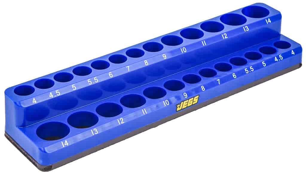 JEGS 85036 Magnetic Socket Tray 1/4 in. Metric Drive Blue