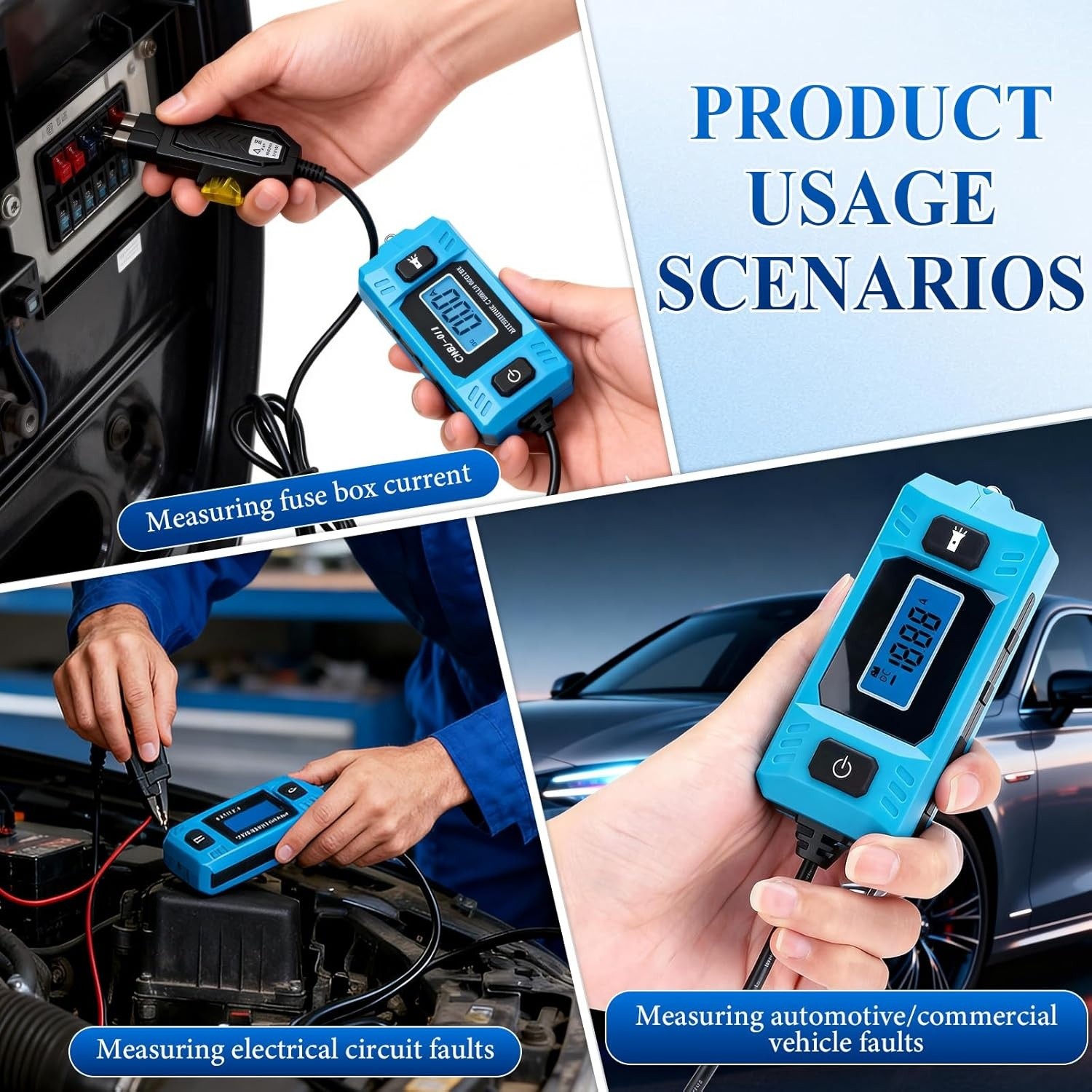 Automotive Circuit Fault Probe Tester, 20A 48V Parasitic Draw Tester for Car