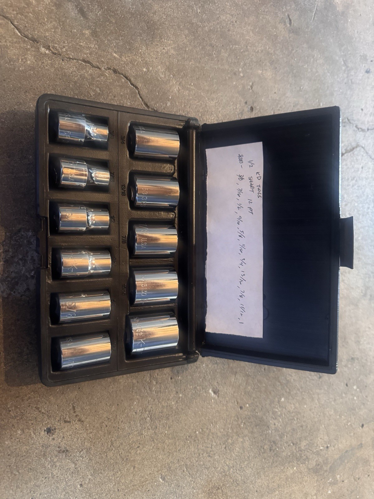 KD Tools 1/2 Short 12 Point Socket Set