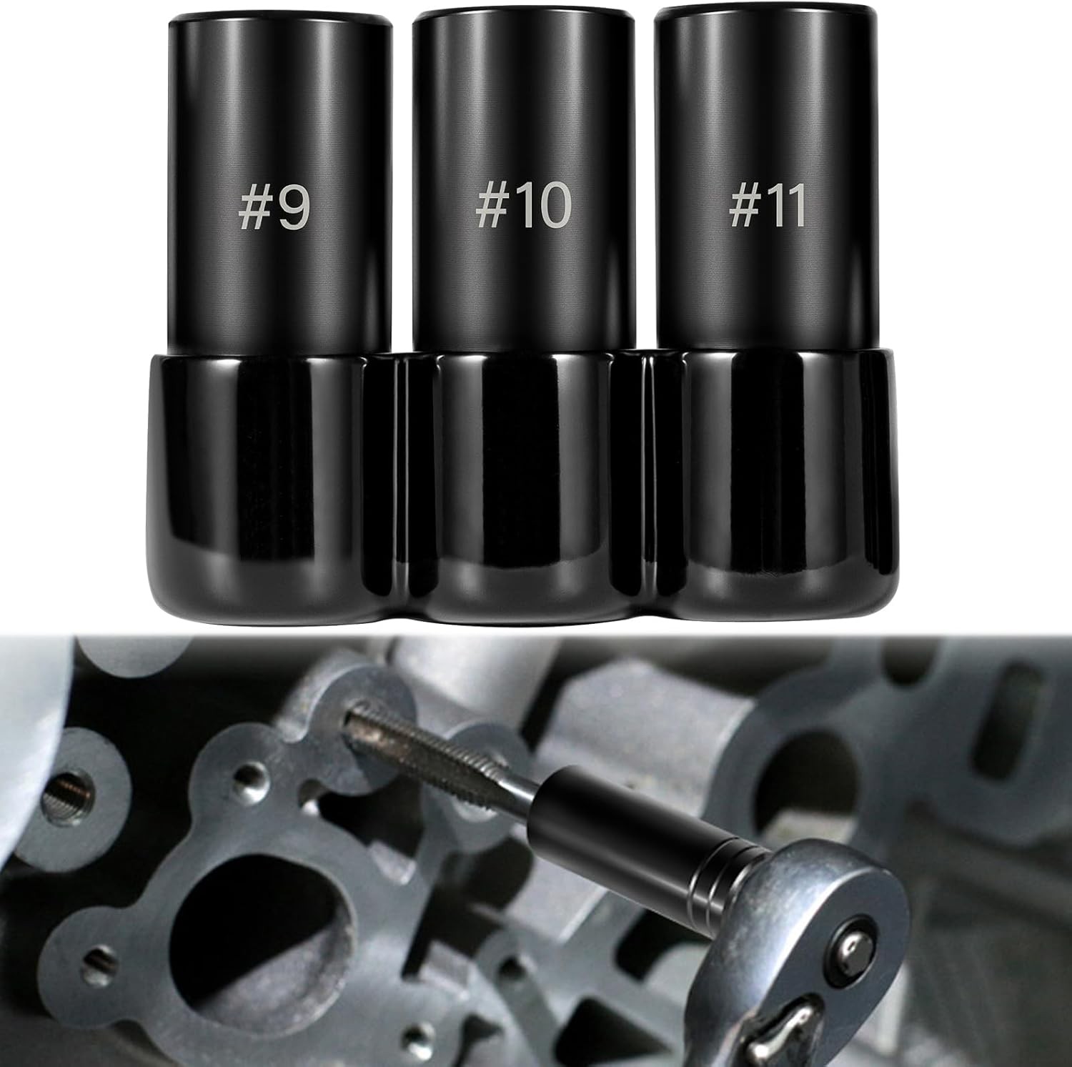 70940 3-Piece Tap Socket Set, 5/8″ 11/16″ 3/4″ #9 #10 #11 For Larger