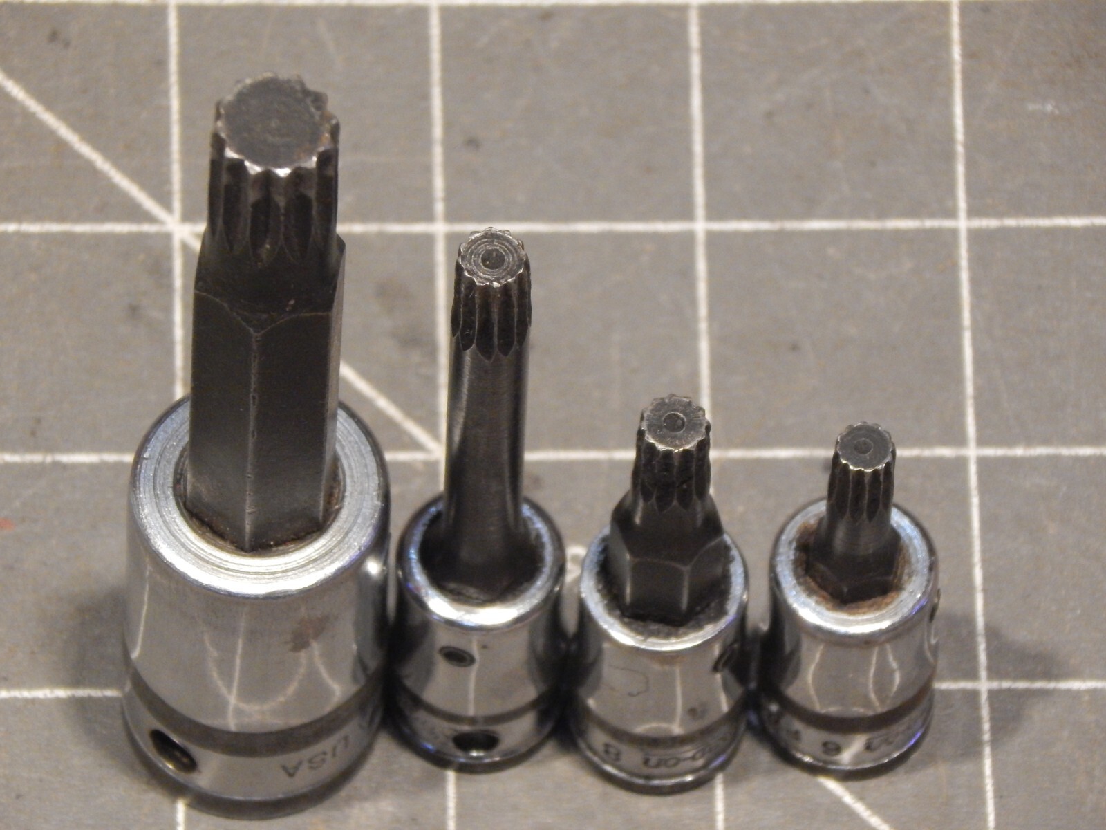 Snap On 4pc 3/8 1/2″Drive Triple Square Socket Driver Lot 6MM 8MM 12MM FTSM6A Dr