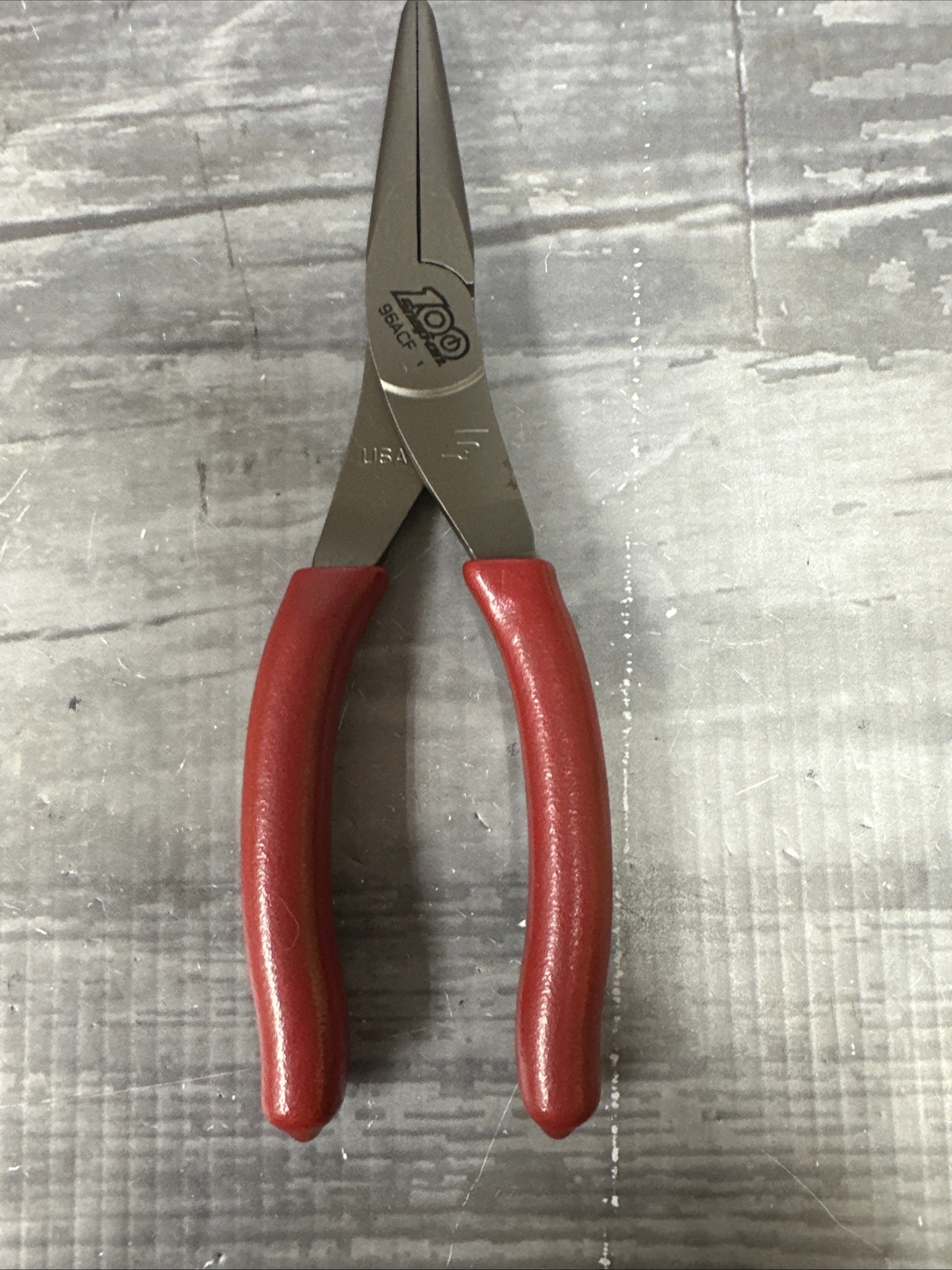 Snap-On 96acf 8″ talon grip needle nose pliers 100 year red