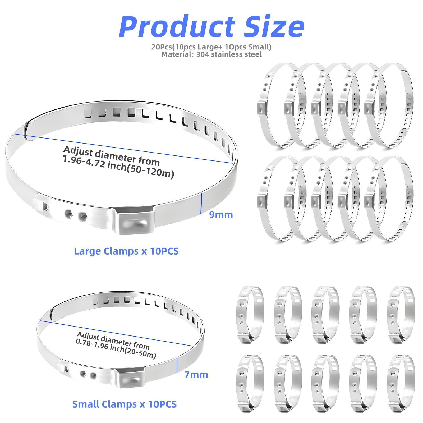 Axle Boot Clamp Tool with 20 PCS 304 Stainless Steel Single Ear Hose Clamps