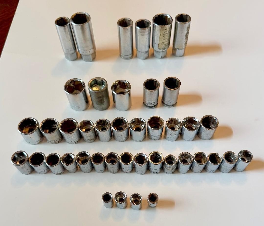 42 Piece Mixed Lot Sockets, Spark Plug Sockets, SAE & Metric Mixed Brand & Sizes