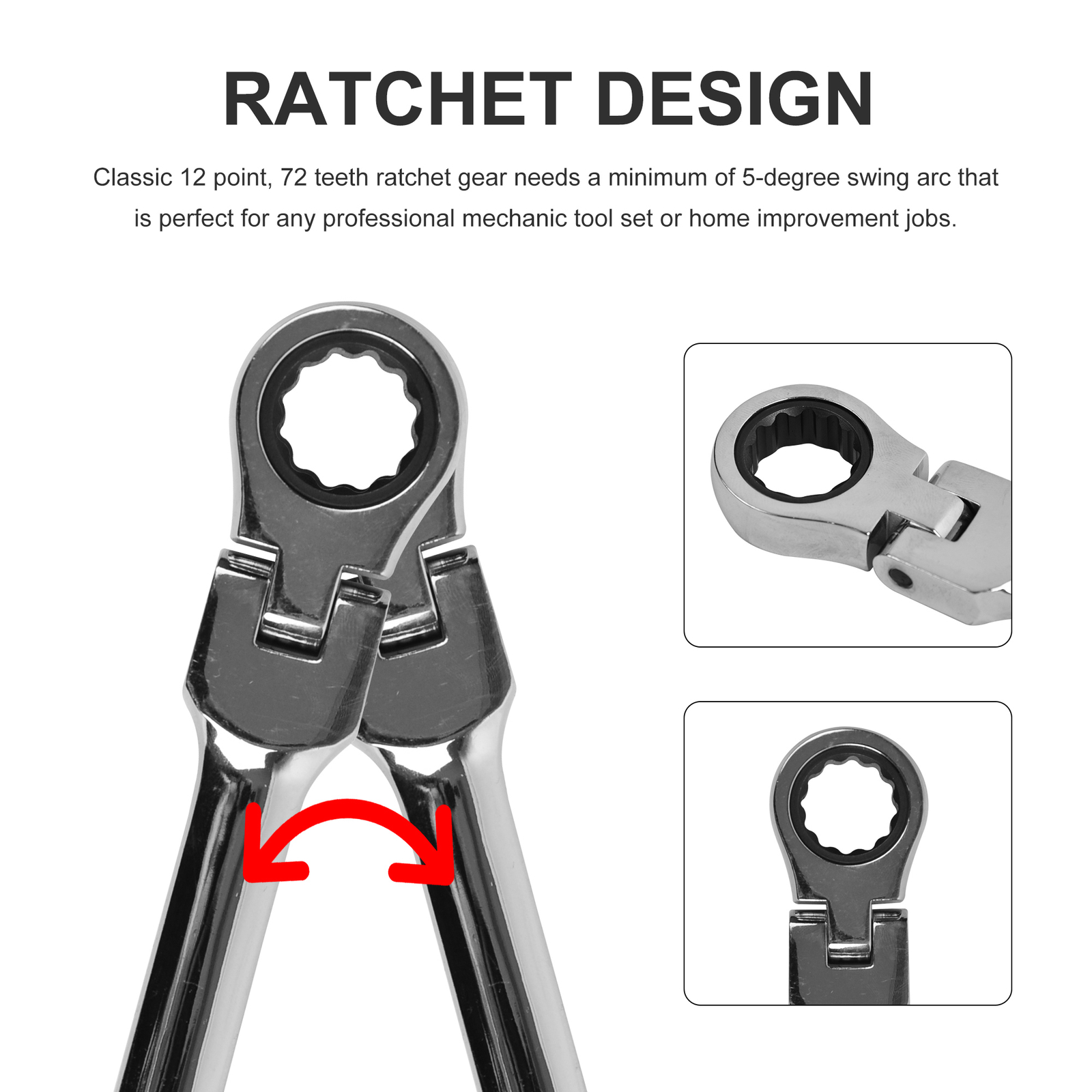 1/2″ 3/8″ 1/4″ Dr Flex-Head Long Ratcheting Wrenches Double Box End Wrench Set