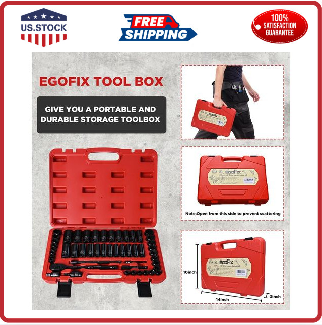 3/8 In. 50 Piece 6 Point Impact Socket Ratchet Drive and Metric Set
