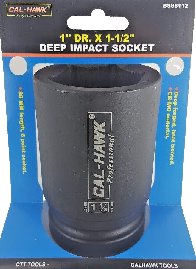 1″ DR. X 1-1/2″ DEEP IMPACT SOCKET 6-POINT Chrome Molybdenum CR-MO MATERIAL